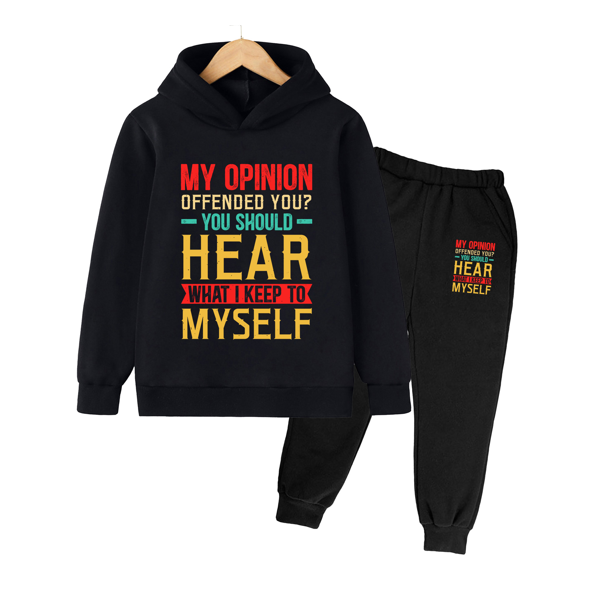 Winter Clothing Quotes - طقم هودي وبنطلون رياضي للأطفال، ملابس
