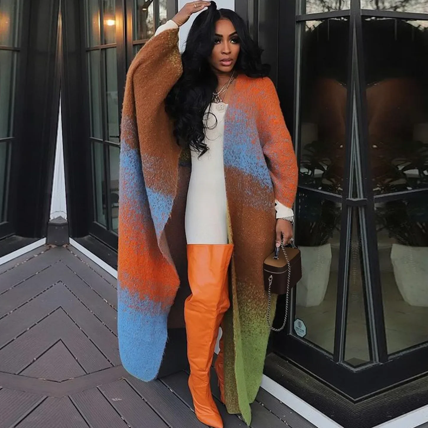 Winter Clothing Outlet - سترة شتوية عصرية مموهة مطبوعة مفتوحة