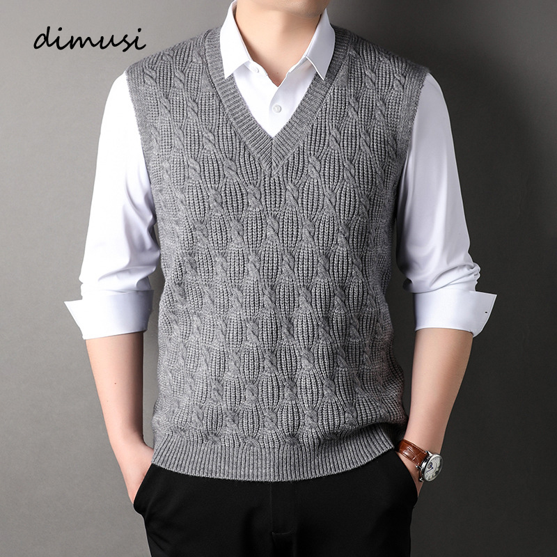 Winter Clothing Usa - DIMUSI-بلوفرات صوفية بدون أكمام للرجال ،