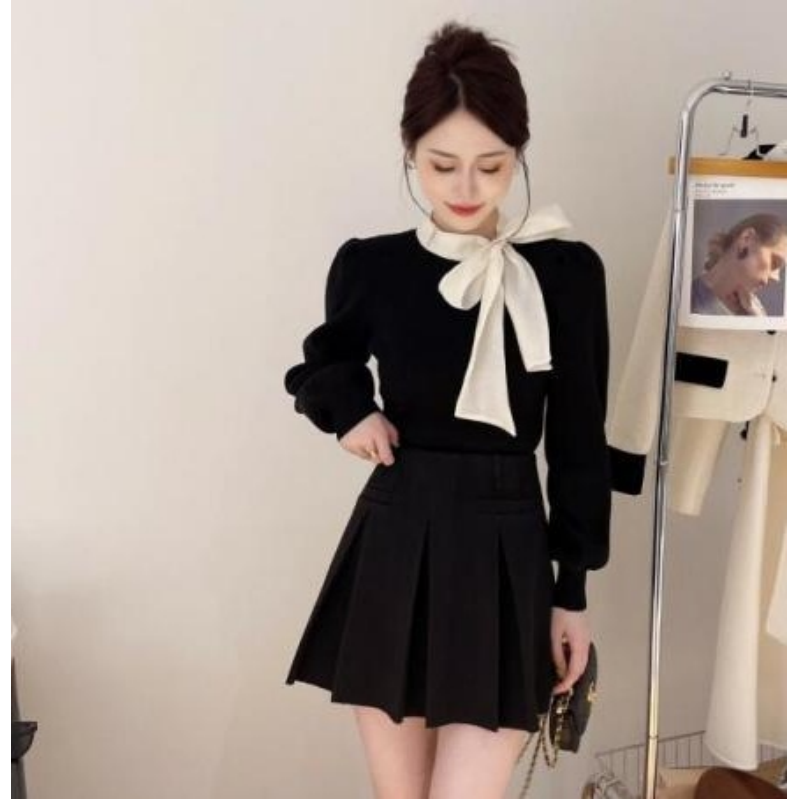 Winter Clothing Ladies - ربيع الخريف المرأة رشيقة Bowknot القمم