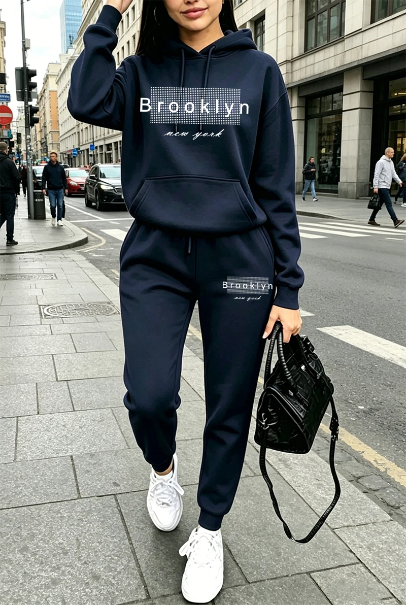 Winter Clothing Usa - بدلة رياضية نسائية مطبوعة، هودي كاجوال،
