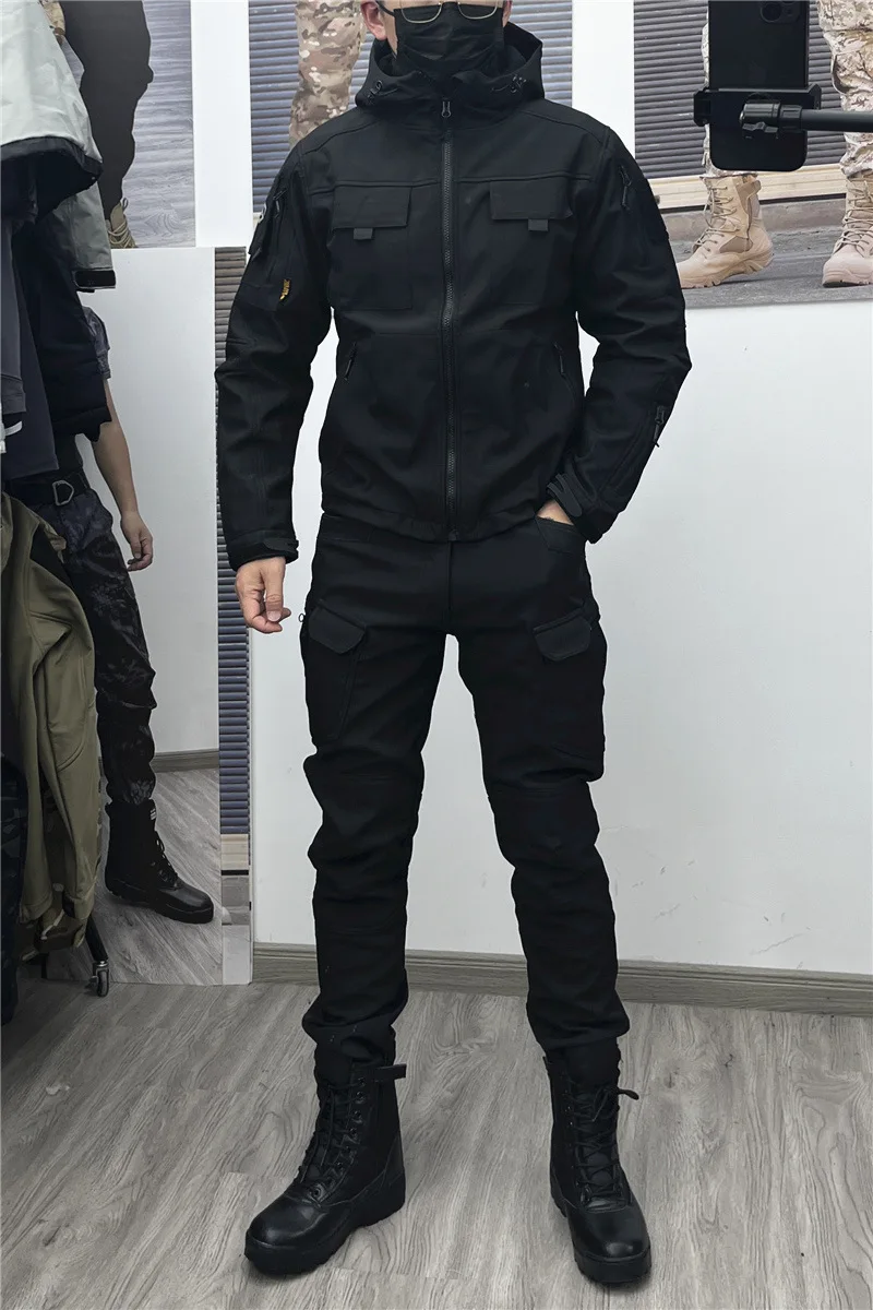 Windproof Jacket Softshell - الرجال المخملية تسلق الجبال سترة و