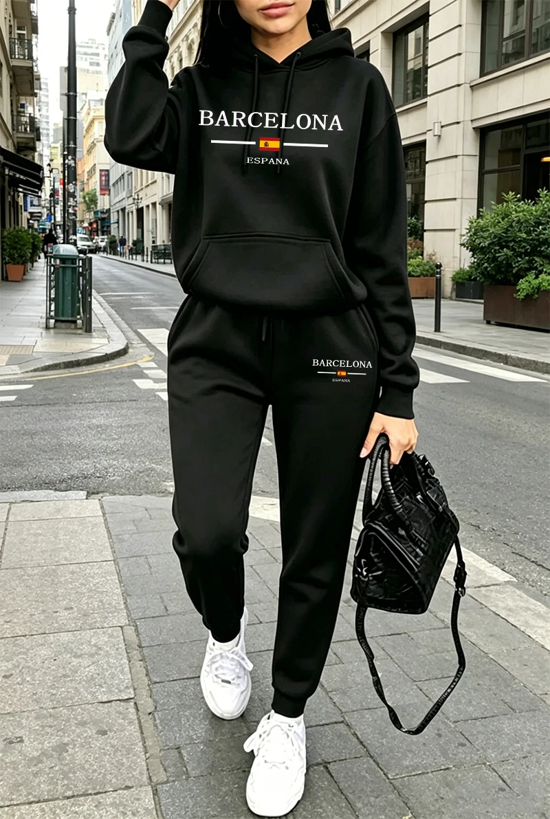 Winter Clothing Usa - بدلة رياضية نسائية عصرية مطبوعة، هودي