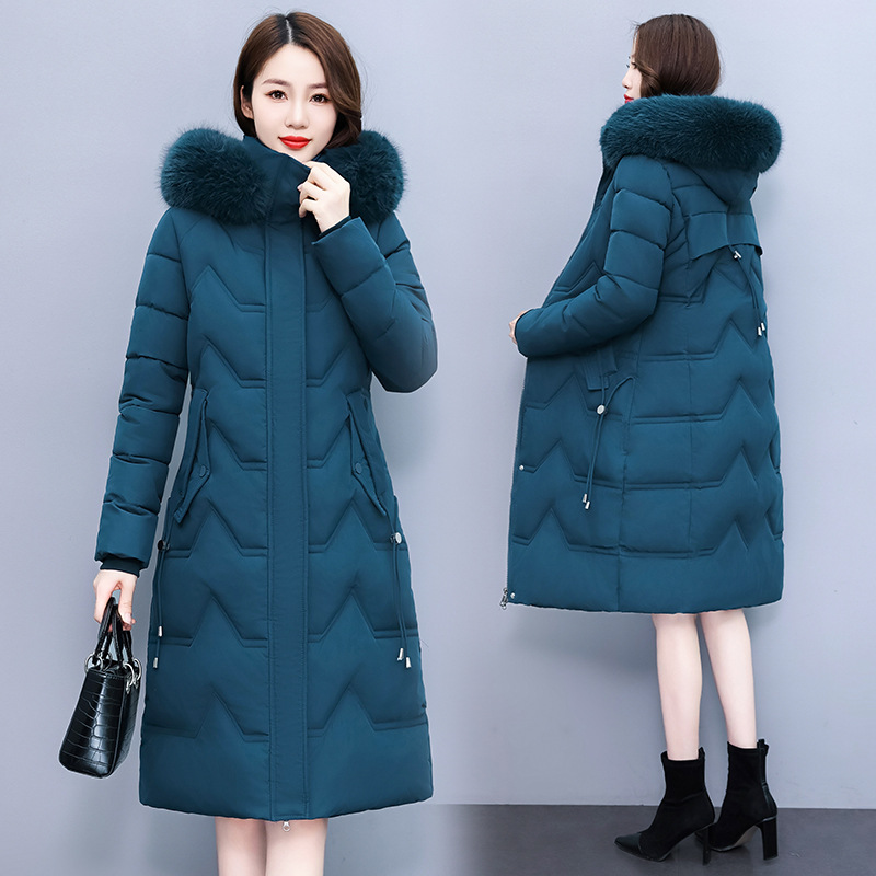 Winter Clothing Work - سترات نسائية متوسطة الطول معاطف بقلنسوة