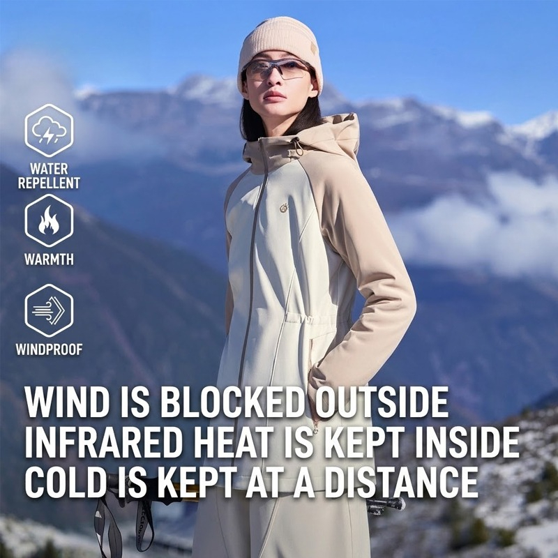 سترة نسائية متوسطة الطول بغطاء - مراجعة Windproof Jacket Softshell وسعره