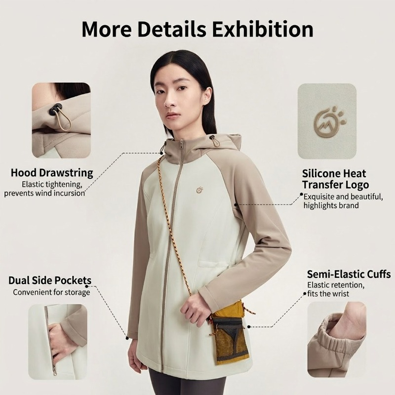 سترة نسائية متوسطة الطول بغطاء - مراجعة Windproof Jacket Softshell وسعره