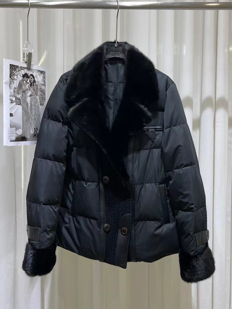 معطف نسائي بياقة من فرو المنك  - مراجعة Winter Clothing Sales وسعره