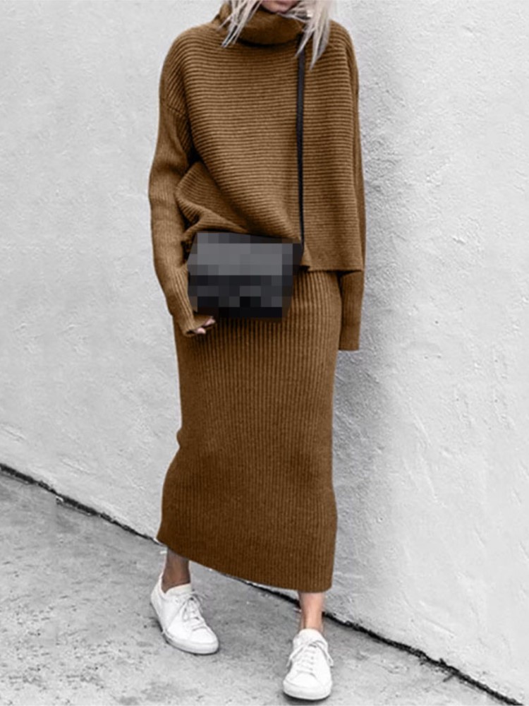 طقم تنورة نسائية منسوجة متوسطة - مراجعة Winter Clothing Sales وسعره