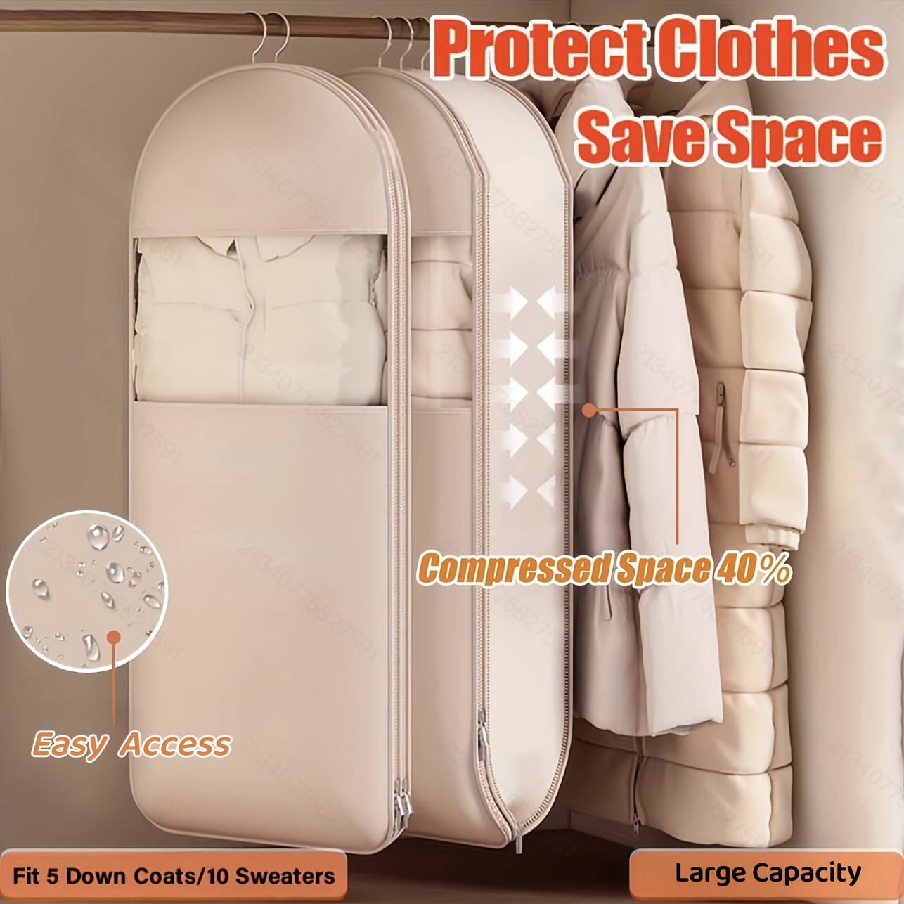 حقيبة معلقة مضغوطة باللون البي - مراجعة Winter Clothing Organizer وسعره