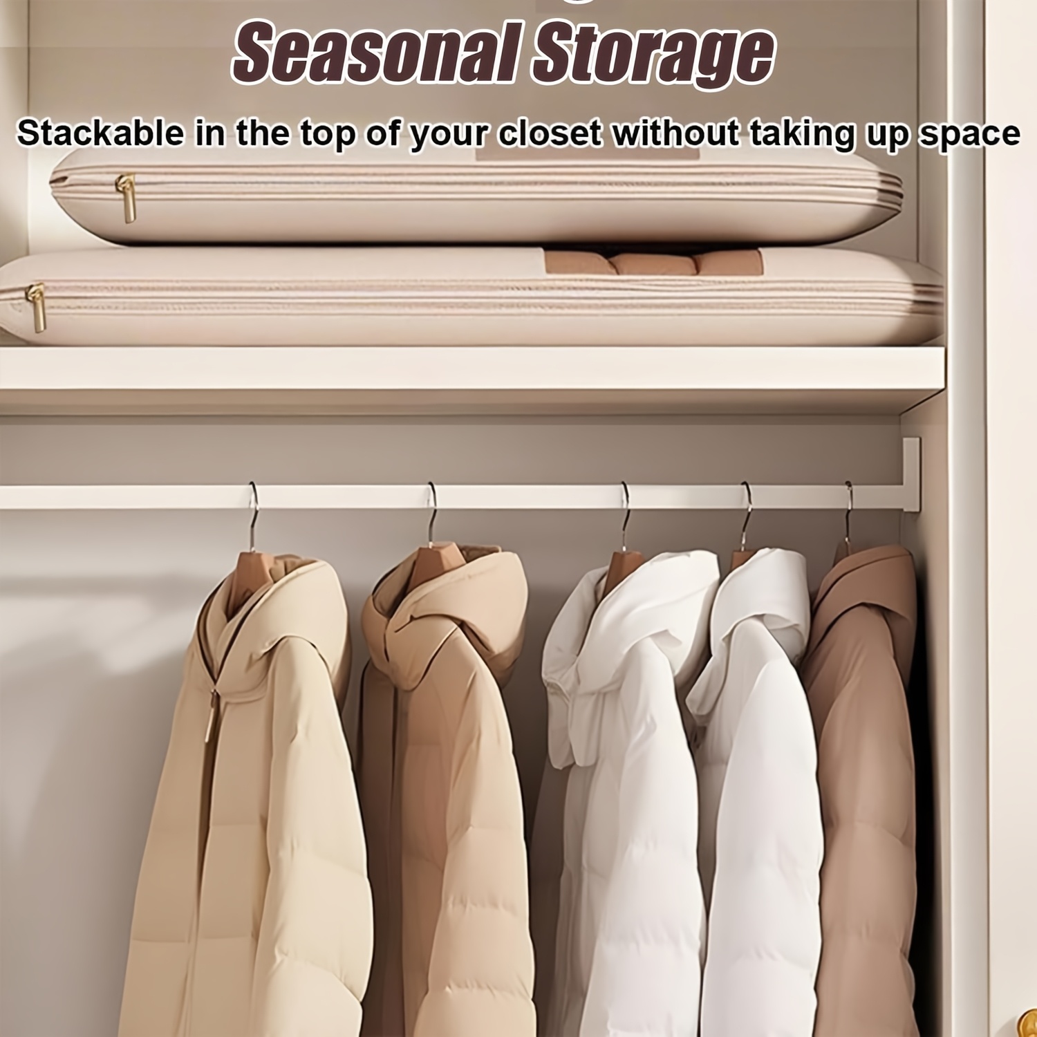 حقيبة معلقة مضغوطة باللون البي - مراجعة Winter Clothing Organizer وسعره